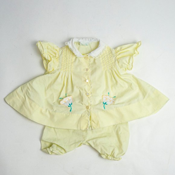 50s/60s Pale Yellow Short Dress Set 12-18 Months / - Picture 1 of 3